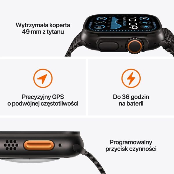 Apple Watch Ultra 2 GPS + Cellular 49mm koperta tytanowa + opaska Trail M-L - obrazek 3