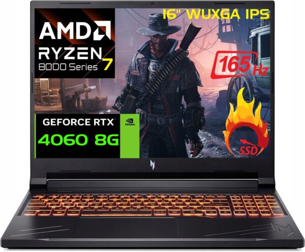 Acer Nitro V16 R7 8845HS 16' 165Hz WUXGA DDR5 32GB SSD 1000GB RTX 4060 W11