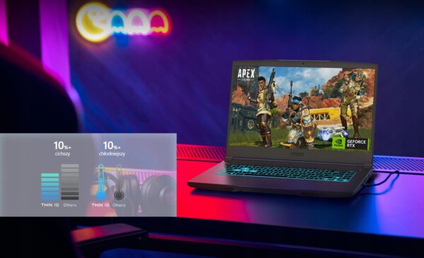 Laptop MSI Thin 15 B12UC 15,6 FHD 144Hz i5-12450H 16GB SSD512+1TB RTX3050 - obrazek 7