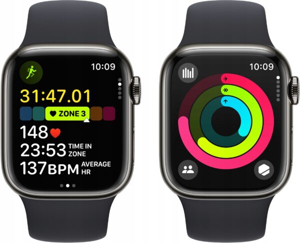 Smartwatch APPLE Watch Series 9 GPS + Cellular Koperta 41mm ze stali nierdz - obrazek 4