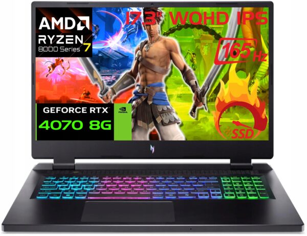 Acer Nitro 17 R7 8845HS 17,3' 165Hz WQHD DDR5 64GB SSD 3000GB RTX 4070 W11