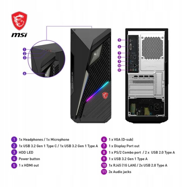 Komputer MSI MAG Infinite S3 i7-13700F 16GB SSD256 M.2 RTX4060 W11 - obrazek 8