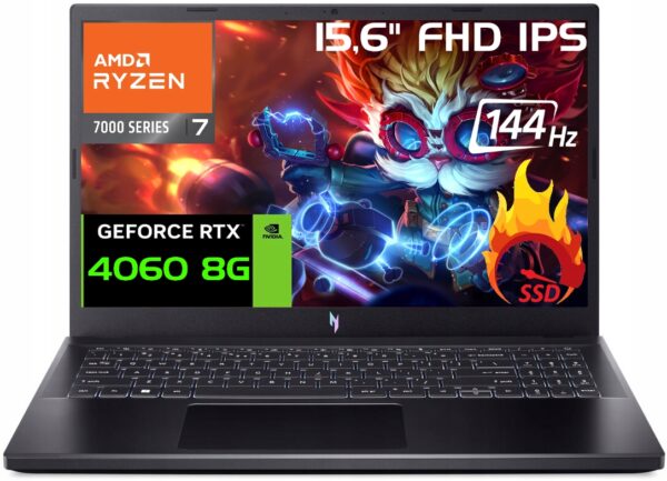 Gaming Acer Nitro V15 R7 7735HS 15' 144Hz DDR5 32GB SSD 3000GB RTX 4060 W11