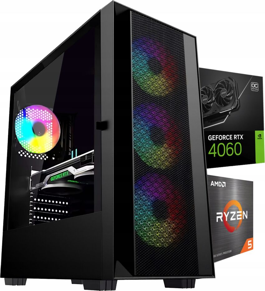 KOMPUTER GAMINGOWY PROGAME RYZEN 5 32GB RAM RTX 4060 1TB NVMe WINDOWS WiFi